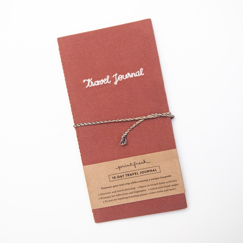 Print Fresh Fabric Travel Journal 10-Day Itinerary in Pink